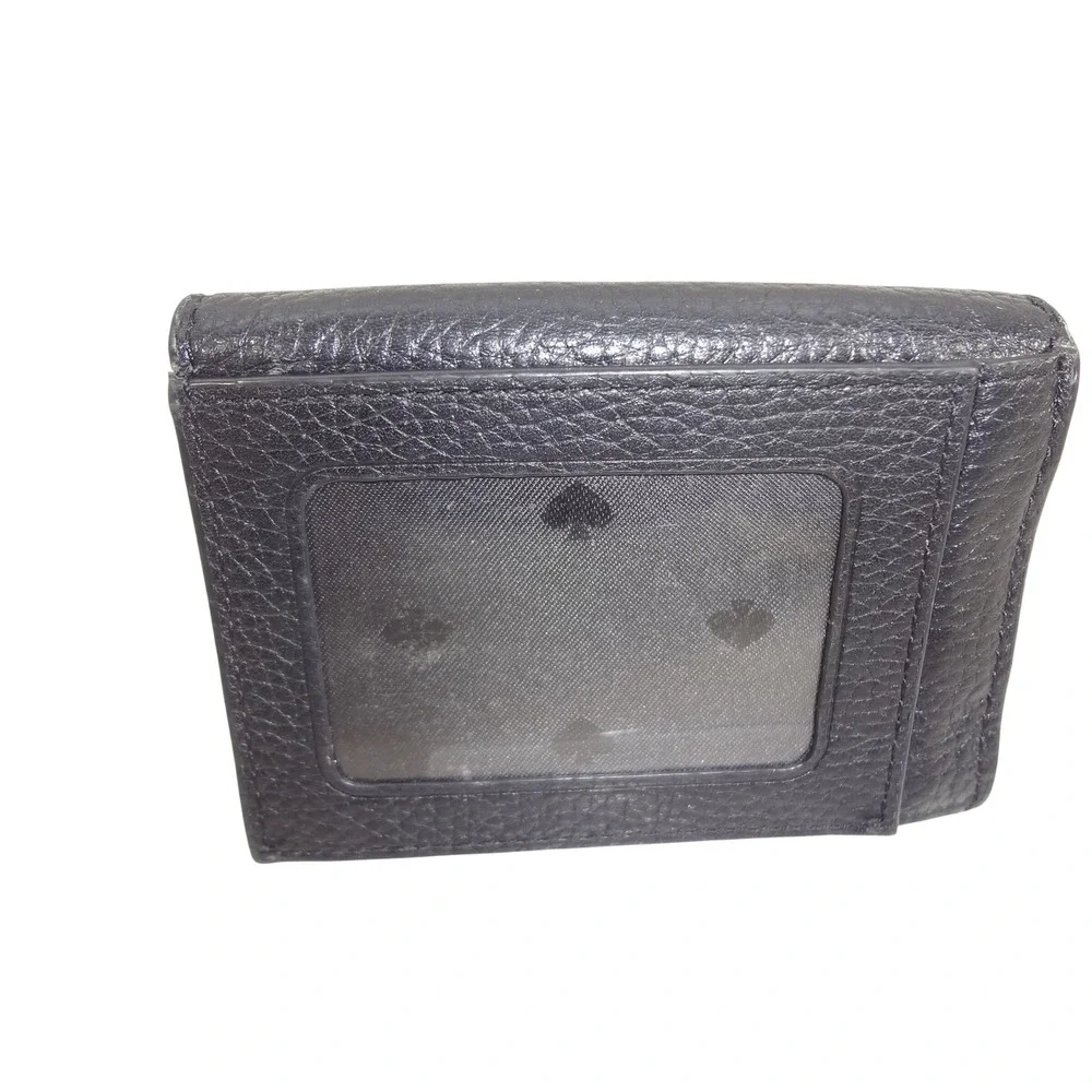 Kate Spade New York Small Flap Bifold Compact‎ Wallet in Black Pebbled Leather